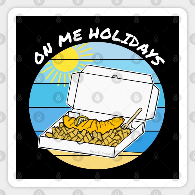 On Me Holidays, Seaside Fish And Chips, Summer Magnet by doodlerob